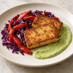 Crisp Tofu, Charred Pepper and Lime–Avocado Cream - Fresh Start 30: A Journey To Better Health Crisp Tofu, Charred Pepper and Lime–Avocado Cream